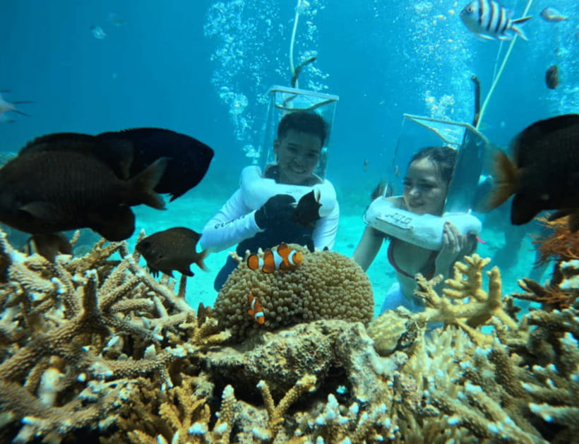 Boracay: Island Hopping with Lunch, Helmet Diving & ATV - Tambisaan Beach lunch plus hot Kawa bath: the mid-day reset