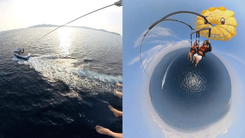 Boracay Parasailing with Insta 360 - Views from high up: why the coastline looks different