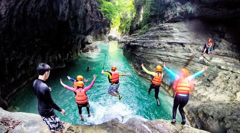 Cebu Whale Shark Swimming & Kawasan Canyoneering Group Tour - Canyoneering at Kabutongan Falls: jumps up to 30 feet and real safety gear