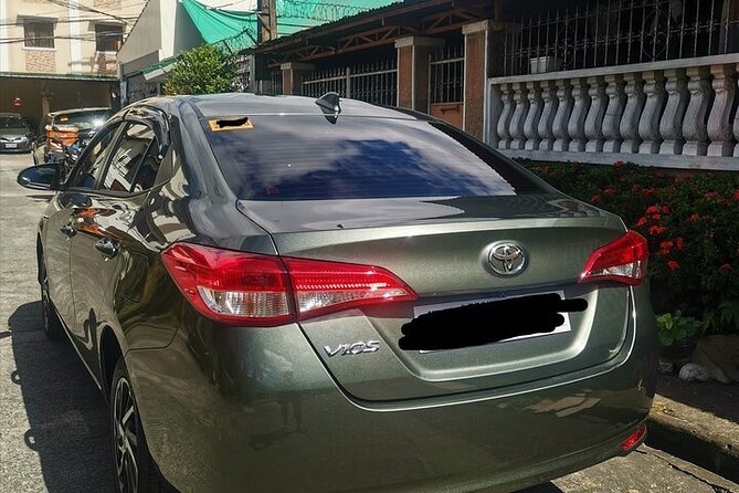 NAIA Airport Transfer to/from anywhere in Metro Manila - Your ride details: Toyota Vios, luggage cap, and comfort level